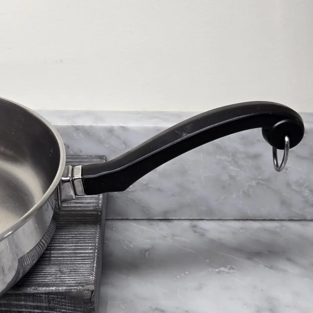 Vintage Faberware 10 Inch Skillet Fry Pan Stainless Steel Aluminum‎ Clad, No Lid